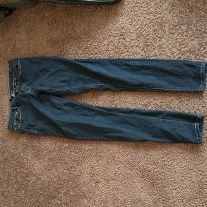 Red blue denim blue jeans size 3/4